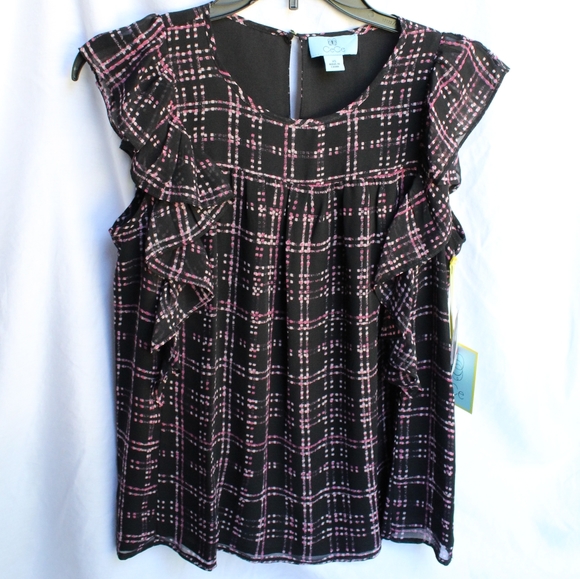 CeCe Ruffle Sleeve Sloan Plaid Blouse - Picture 6 of 7